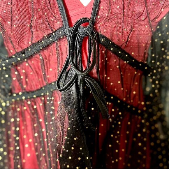 Hesperus Mesh Gold Micro Dot Peplum Blouse Cardigan Jacket Sz L/XL - Picture 6 of 8